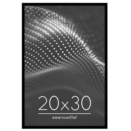 Image of Americanflat 20x30 Poster Frame with Polished Plexiglass - Streamline Collection - Thin Border Picture Frame for Wall Display - Hanging Hardware Included - Black