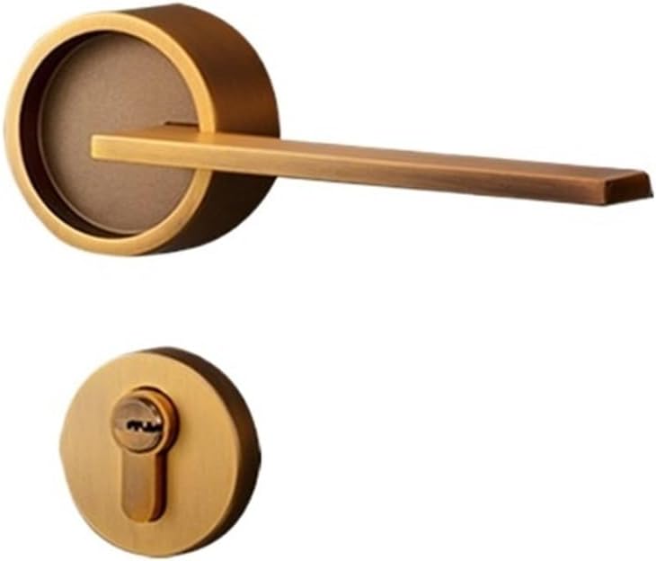 Nordic Style Indoor Bedroom Door Lock Magnetic Post-Modern Silent Room Door Lock Split Wooden Door Lock Handle Black Door Lock(Yellow Bronze A08-025 7250)