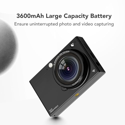 Cámara digital 4K 64MP con zoom digital 28X y Wi Fi miniatura 4