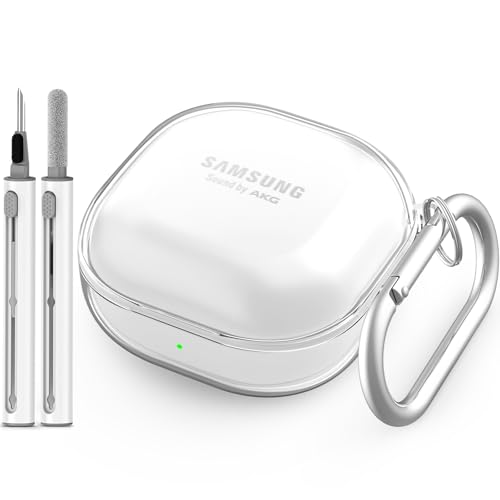 Transparente Hülle Kompatibel mit Samsung Galaxy Buds Pro 2/FE/2/Pro/Live Case mit Karabiner & Reiniger Kit