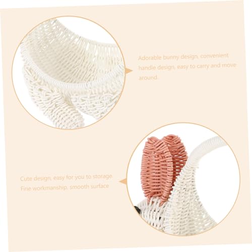 Cesta de mimbre sintética para almacenamiento de juguetes y papelera de frutas con manejar 5