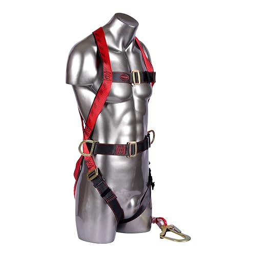 Image of KARAM Full Body Safety Harness (Class P) with Waist Belt for Fall Arrest & Work Positioning with Lanyard & Hook | Construction Harness & Fall Protection | PN17(PN206)(PP)(000 131)(2.0M)