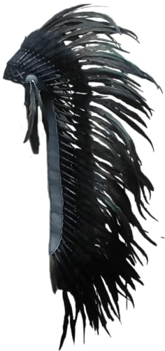 Theworldoffeathers TWF-C33 Extra Large rooster black feather Headdress (43 inch Long)