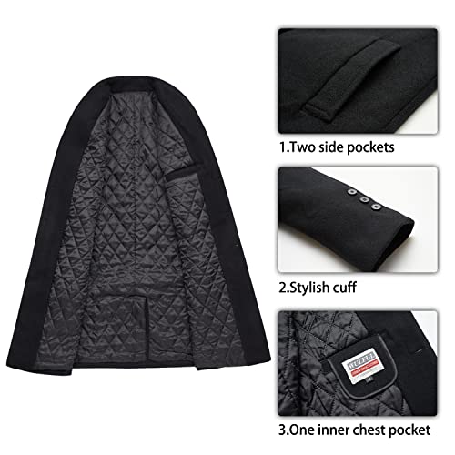 Image of WULFUL Men Wool Trench Coat Slim Fit Winter Coat
