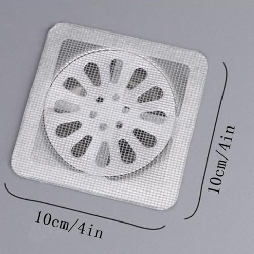 Image of 4 inchx4 inch Disposable Shower Drain Hair Catcher | Self-Adhesive, Insect-Proof Mesh Cover for Bathroom, Bathtub, Kitchen & Sink (10)