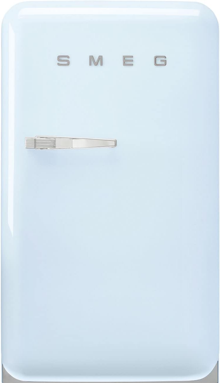 Smeg FAB10 50's Retro Style Aesthetic Refrigerator with 4.48 Cu Total Capacity, 2 Glass Shelves, LED Internal Light, 22-Inches, Pastel Blue Right Hand Hinge