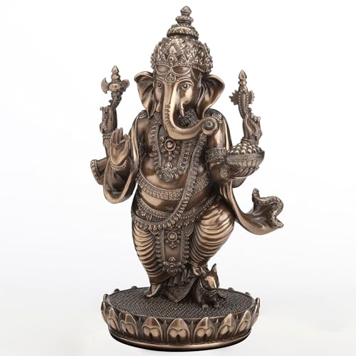 Estatua Lord Ganesha 5.12 pulg resina y bronce antiguo miniatura 2