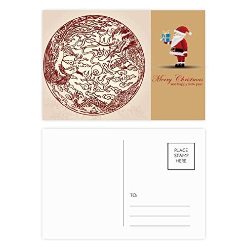 20 Cartes postales dragon chinois et Père Noël pour vos vœux