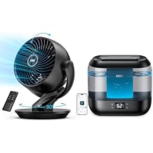 Dreo Fan for Whole Room, 70ft Powerful Airflow, 13 Inch Quiet Oscillating Table Fans with Remote & 4L Smart Humidifiers for Bedroom, Quiet Supersized Cool Mist Ultrasonic Humidifier