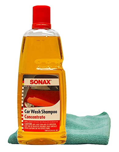 Sonax Car Wash Shampoo Concentrate (33.8 oz) Bundles with a Microfiber Cloth (2 Items)