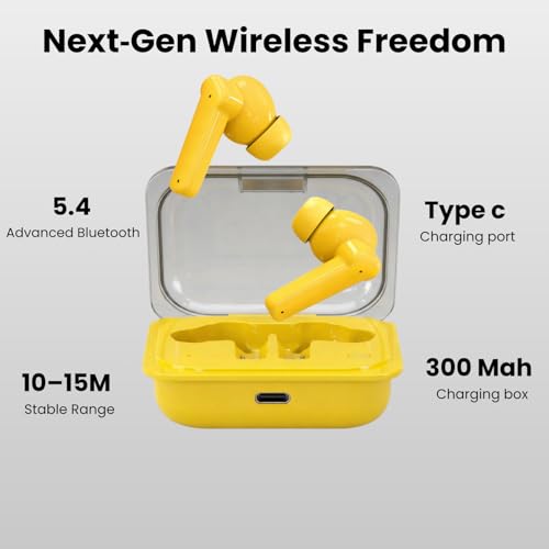 Image of Futopia Wireless Nothing Ear Earpods with Charging Case | Bluetooth 5.4 Earbuds, 11mm Drivers, Type-C Fast Charging, HD Sound & 3-4H Playtime (FGTWSNOEAR)-Yellow