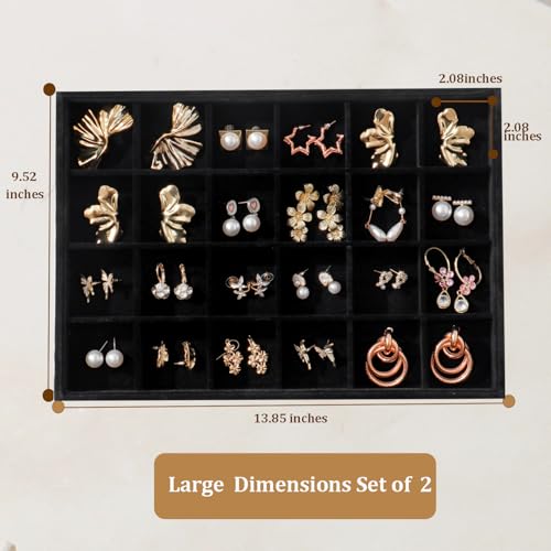 Image of Large Velvet Jewelry Tray Display Drawer Inserts 2 Pack