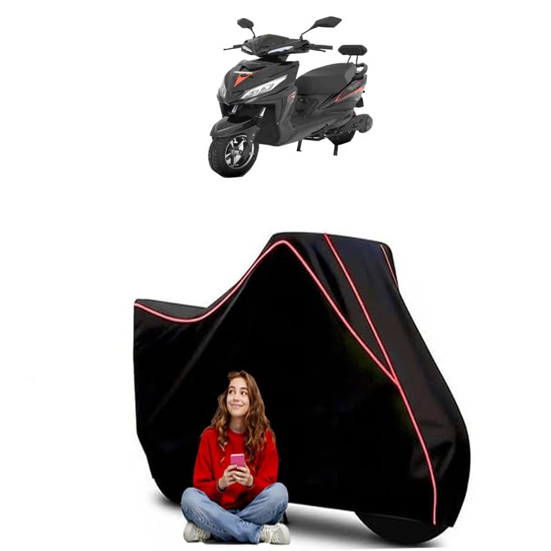 Image of E-Bike Wolf Eco Scooty Bike Cover Water Resistant Outdoor Use Universal Fit Scooters Motorcycles Heavy Duty UV Protection Dust Rain Scratch Resistant Elastic Bottom Black Blue Piping