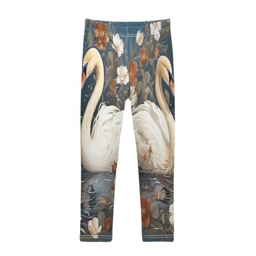 Toddler Girls Leggings Printed Yoga Pants Leggings Swan in River for Kids
