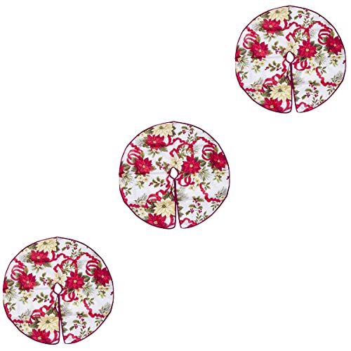 3Pcs Christmas Tree Skirt Flchristmas Tree Skirt Flowers Festive Ornaments Xmas Tree Mat Carpet Rug (60Cm) Christmas Decorations #TOP7