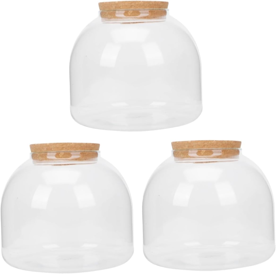 Happyyami 3 Sets Micro Landscape Ecological Bottle Bell Jar Case with Stand Terrarium Dome Jar Planter Terrarium Globe Showcase Display Dome Clear Vase for Flowers Plant Pot Glass Spherical