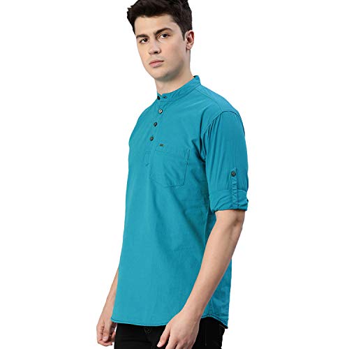Image of Urbano Fashion Men's Cotton Full Sleeve Casual Shirt with Mandarin Collar Slim Fit