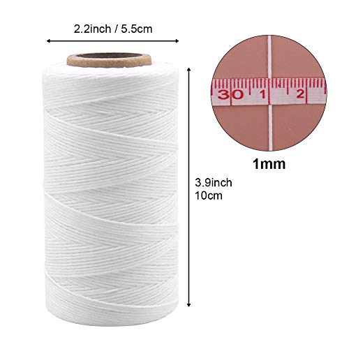 Vivifying 1Mm Waxed Thread, 328 Yard White 150D Waxed Leather Thread With Needles For Bookbinding, Diy Crafts And Sewing Leather Projects #TOP1