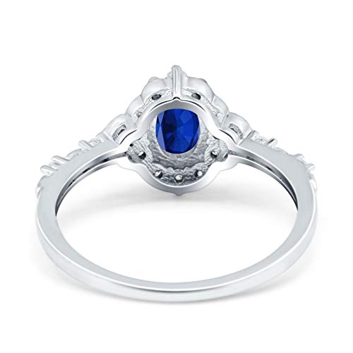 Blue Apple Co. Oval Art Deco Wedding Engagement Ring Accent Vintage Simulated Cubic Zirconia 925 Sterling Silver3
