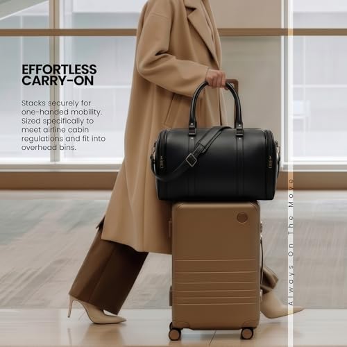 Image of FATMUG Travel Duffle - Carry-on Cabin Luggage Bag for Men and Women - Vegan Leather (26L,Black)