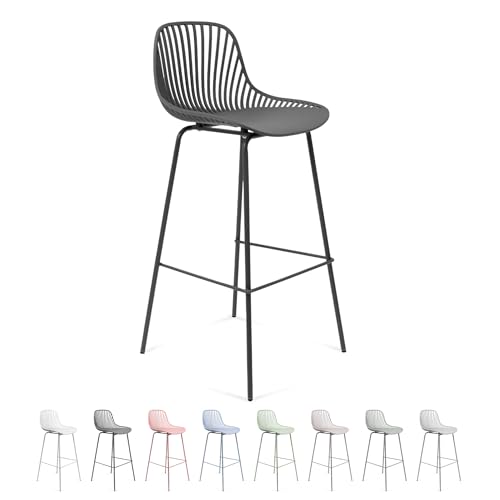 THE SECRET HOME   Taburete de Polipropileno y Metal   Alto. 103 cm x Largo. 48 cm x Ancho. 42 cm   Color Negro   Asiento Extra para el Hogar   Ideal para Cocina (Modelo 1)