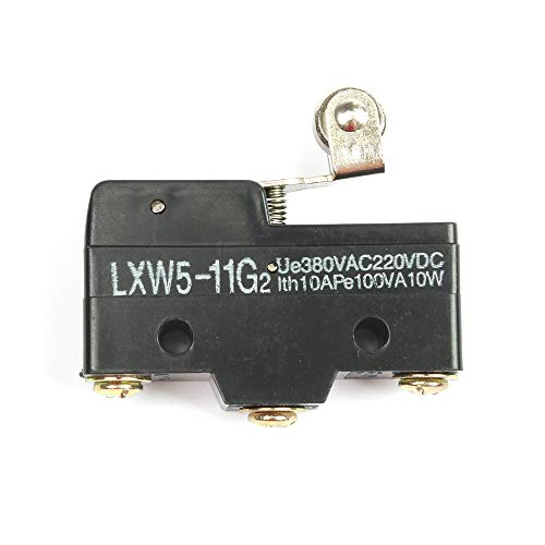 5Pcs Micro Limit Switch, Mini Momentary Switch, NO+NC, 220V 3A, Hinge Roller Lever Type, LXW5-11G2