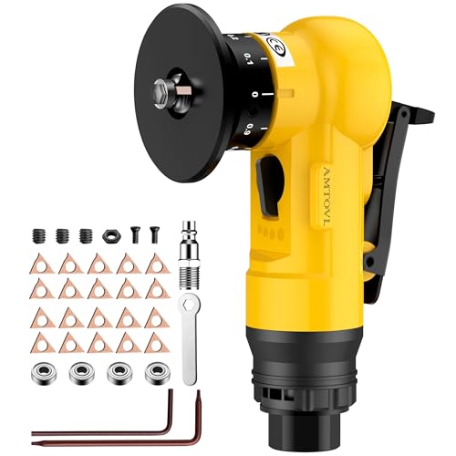 AMTOVL Pneumatic Chamfering Tool - Mini Air Chamfer Tool with 10 C-Angle & 10 R-Angle Blades, 45° 30000 RPM Chamfering Tool for Metal and Wood with 1/4