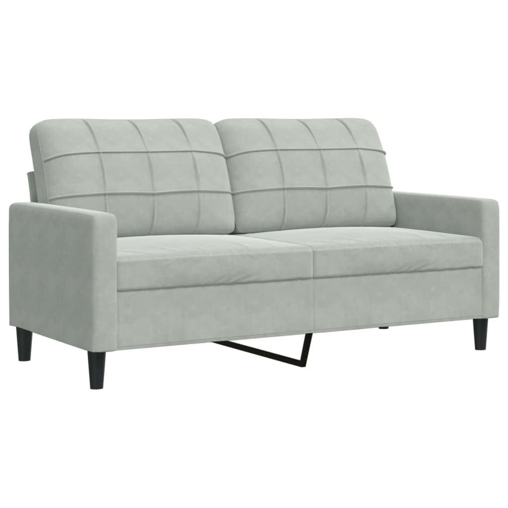 3-częściowy komplet sof, jasnoszary, aksamitny, w zestawie z fotelem, 2-i 3-osobowa sofa, z poduszkami i rolkami pod kark, wytrzymały metalowy stelaż do salonu