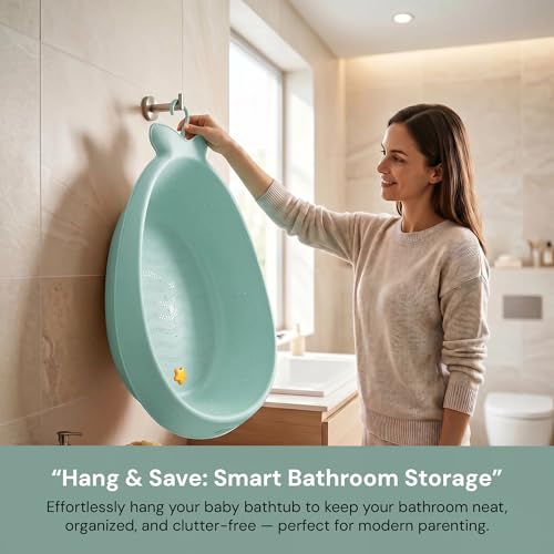 Image of Baybee Whale Baby Bath tub for 0 to 5 Years | Baby Bath Tub for Kids with Soft Mesh Cushion Support & Easy Drains | Bather & Bathtub for Newborn Boys Girls | Mini Swimming Pool for Babies (Green)