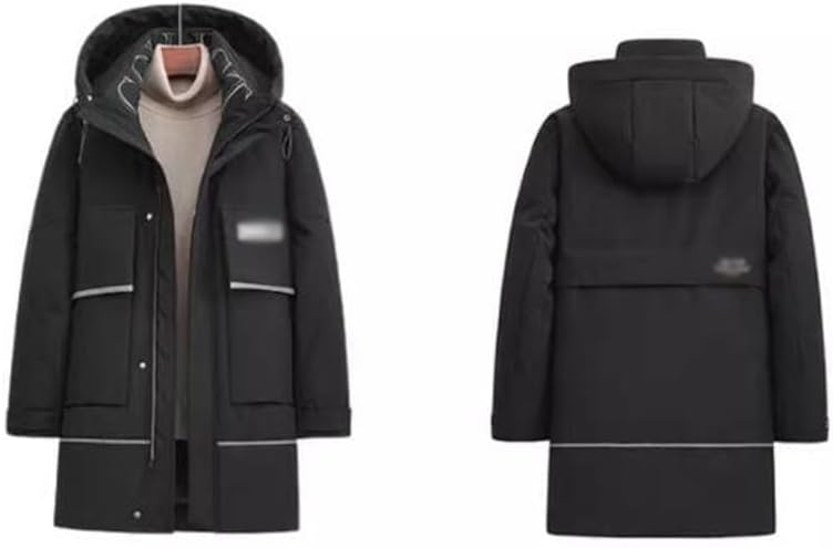 Men's Long Down Jacket Teenagers Hooded Winter Add Thick White Duck Down Coat Clothes
