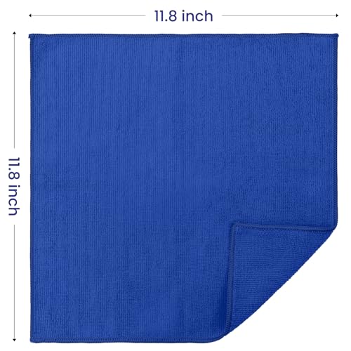 Image of SIFANGKE Microfiber Cleaning Cloth, 12 Pack RoyalBlue Cleaning Rags for Housekeeping, Reusable Microfiber Towels for Car, Kitchen, Bathroom and Household Cleaning Supplies, 11.8 inchX11.8 inch