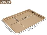 Feuilles de cuisson antiadhésives 2, Beasea 10 x 14 Inch Feuille de cookies en acier au carbone Pan grille-pain Pans de cuisson de four Tray Rimmed Pan de cuisson - or