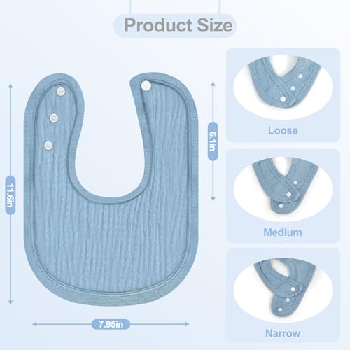 Muslin Baby Bibs 6 Pack for Unisex Girls & Boys, Adjustable Soft Cotton Baby Bibs for Drooling and Teething3