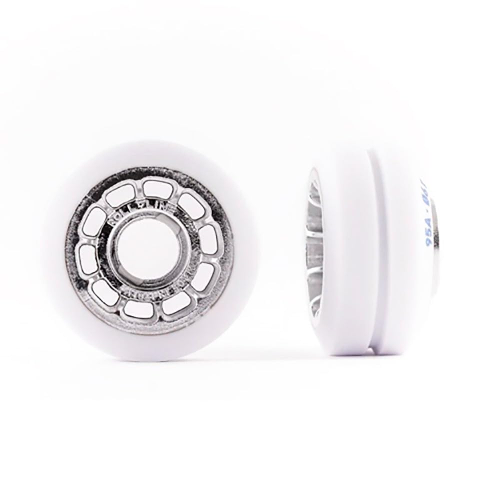 Roll-Line Ice Dance Quad Roller Skate Wheels (Set of 8, 61mm, Hardness Silver 95A)