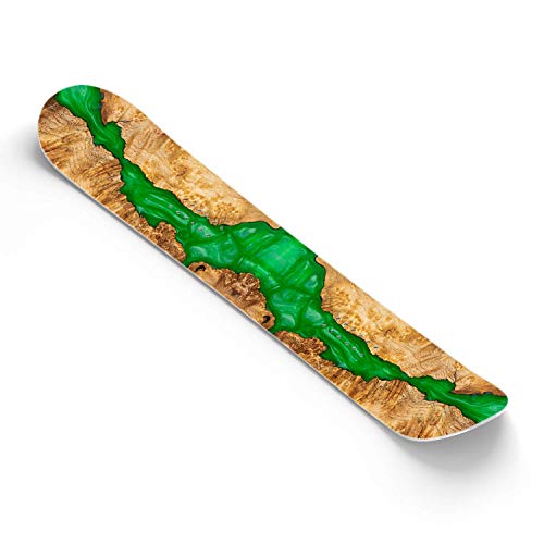 Snowboard Wrap Graphic Sticker Skin Cover - Includes Breakaway Knife - Universal Fit up to 65 inches and 14 inches Wide - Green Resin Wood