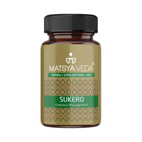 Image of Matsyaveda Sukero Ayurvedic Sugar Care Supplement | With Jamun, Karela, Gudmar, Methi & Bael | Supports Healthy Blood Sugar Levels | Herbal Capsules for Men & Women |Pack of 1 X 60 Capsules