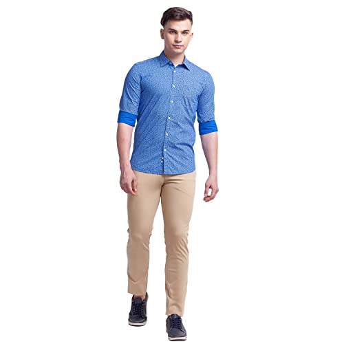 Image of Parx Men's Cotton Blend Solid Pattern Low Rise Tapered Fit Flat Front Casual Trouser