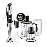Braun Multiquick MQ 745 Aperitive Stabmixer – mit SmartSpeed-Technologie, Pürierstab, Zerkleinerer & Standmixer, 750 W, inkl. 4-teiligem Zubehör-Set, schwarz/Edelstahl*