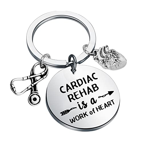 TIIMG Cardiac Rehab Nurse Gift Cardiac Rehab is A Work of Heart Keychain Nursing School Grad Gift