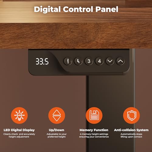 Image of Dual Motor Standing Desk, Large Stand Up Desks, 79x31 Inches Electric Sit Stand Desks, 4 Memory Preset Adjustable Height Computer Table for Home Office with Splice Board (Brown)
