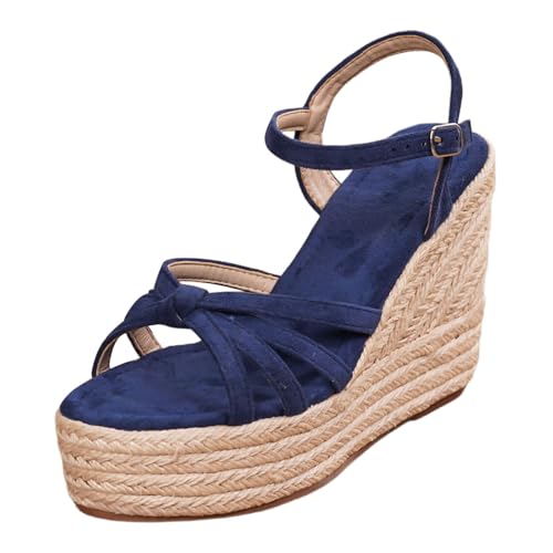 Sandales compensées femme espadrilles d'été à plateforme et bride cheville
