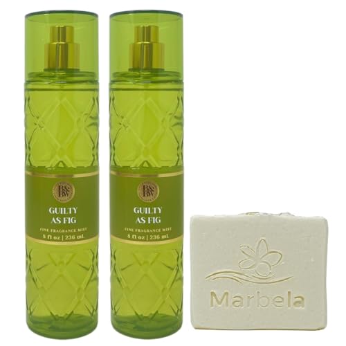 Bath & Body Works Guilty As Fig 2 Pack Fine Fragrance Mist Bundle with a Natural Oats Bar Soap - Full Size
