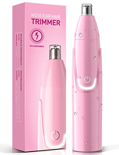 ZORAMI Rechargeable Ear and Nose Hair Trimmer - 2026 Professional Painless Eyebrow & Facial Hair Trimmer for Men Women, Powerful Motor and Dual-Edge Blades for Smoother Cutting Pink