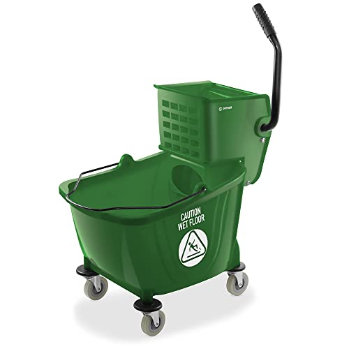 Dryser 33 Quart Green Mop Bucket With Side Press Wringer