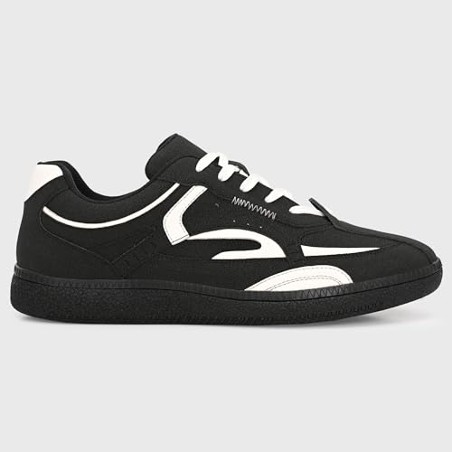 Image of Cruiser Men's Low-Top Sneakers | Chunky Platform Cushioned Insole | Trendy & Stylish Modern Lace-Up Athletic Shoes with Wave Graphic Side Panels| Retro Street Style Casual Walking Footwear (2658)
