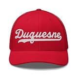 Duquesne Hat Duquesne Trucker Hat Baseball Script Embroidered Cap Vintage Sports Mesh Gift Souvenir Headwear MO PA Red