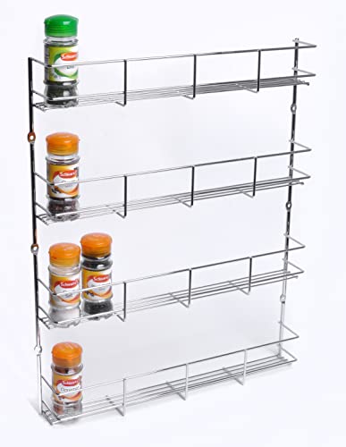 4 Tier Spice Rack Wall Mount Organizer Chrome Finish - Image 3