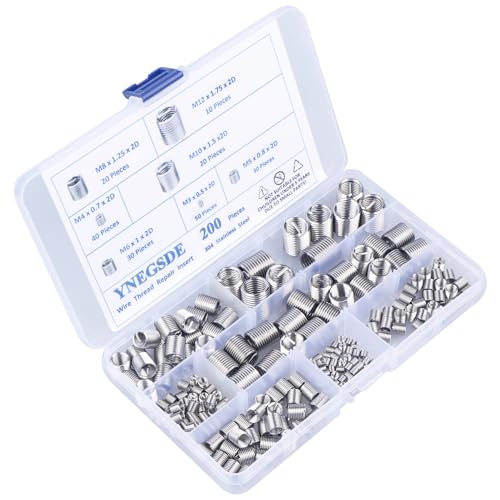 304 stainless steel helical coiled metric thread repair kit - 200pcs assortment kit - m3 m4 m5 m6 m8 m10 m12 wire screw sleeve inserts