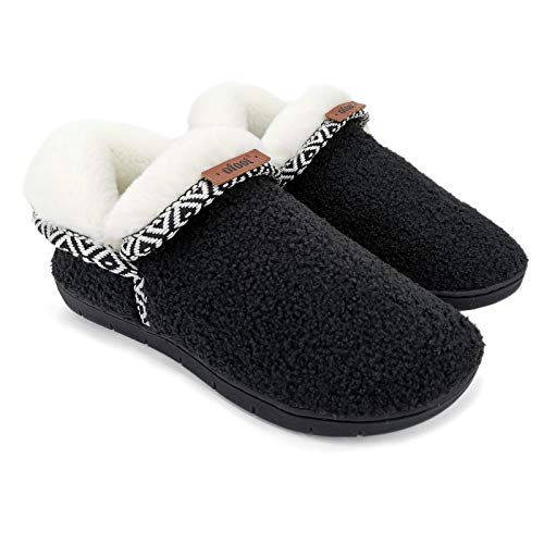 Chaussons mousse à mémoire de forme et semelle caoutchouc dur antidérapante pour femme