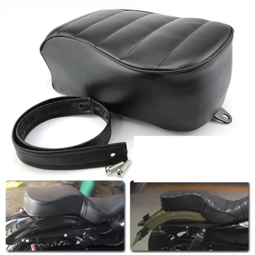 Asiento trasero de pasajero para Sportster XL883N y XL1200 en cuero negro duradero 2